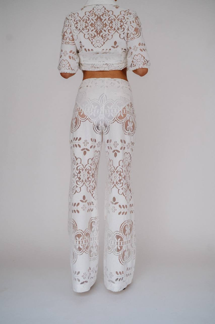 ML Tillie Shirt | Charlie Pants | Sheer Cotton-blend Lace Set