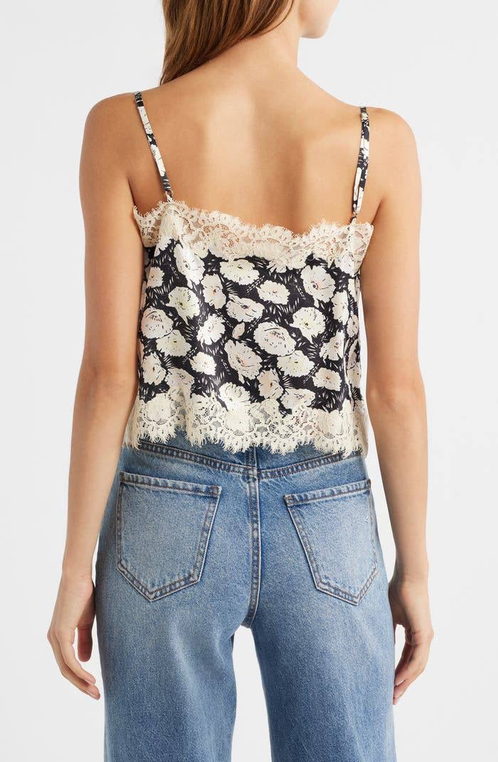 DN Loure Lace Camisole Top | Elowette Floral Lace Hem Silk Midi Skirt | Set