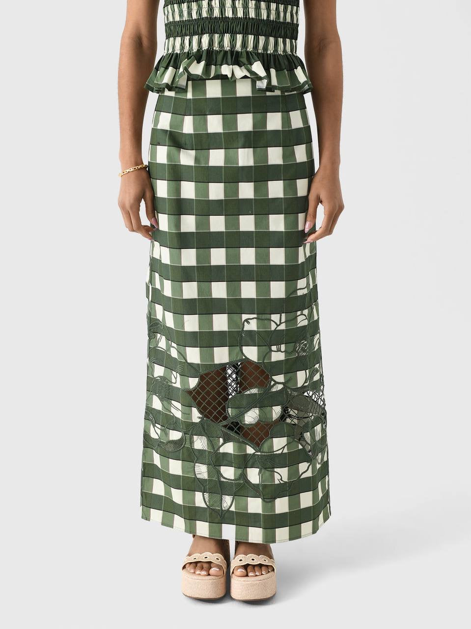 CLE Celeste Shirred Top | Esme Embroidered Midi Skirt | Cotton Set