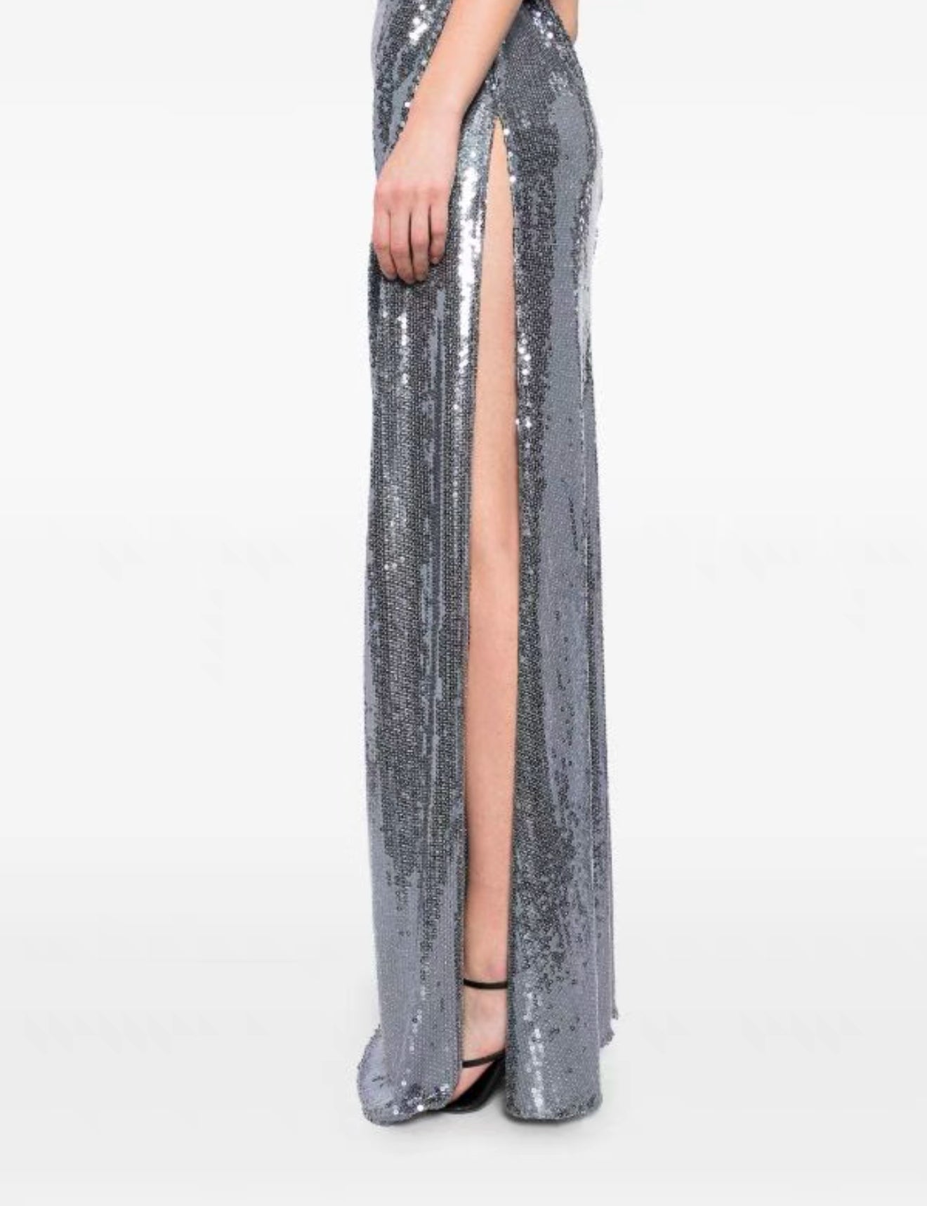 AP Sequined Gathered Strapless Gown Maxi Dress