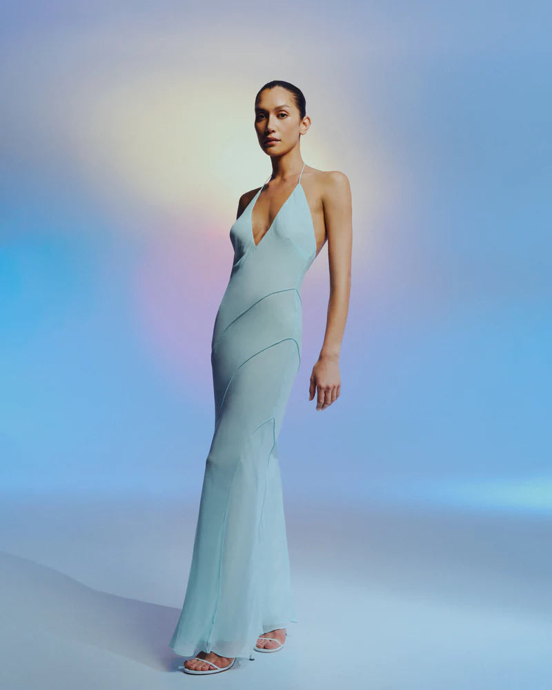 MS Luella Georgette Maxi Dress in Aqua Glass
