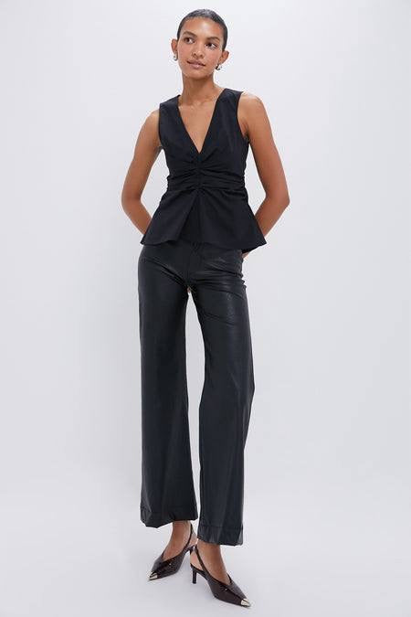 VB Aiden Ruched V-Neck Cotton Top