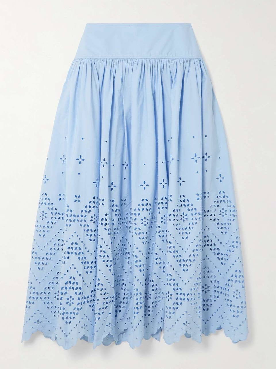 SP Blue Broderie Anglaise Top | Midi Skirt | Set