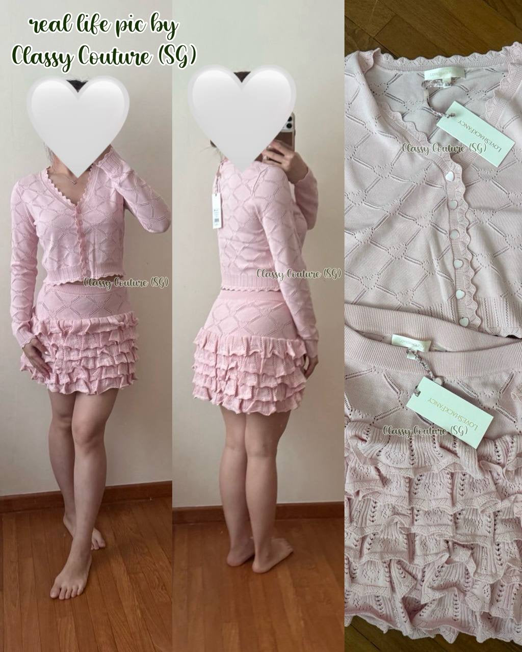 LSF Petra Knit Heart Argyle Cropped Cardigan | Kalliope Cotton Mini Skirt | Set
