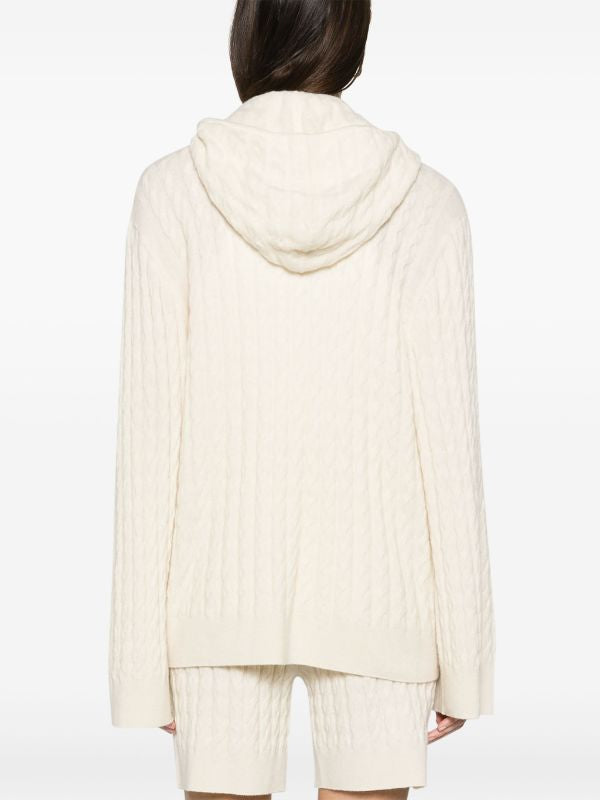 Tot Bevy Cable Knit Wool-Cashmere Hoodie Jacket