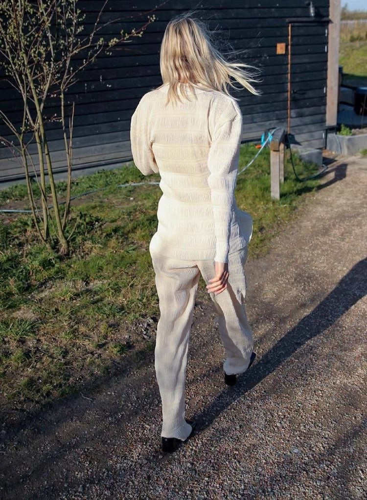 Tot Anzi Blouse | Smocked High Rise Slim Pants | top set
