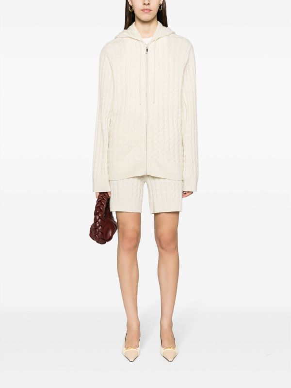 Tot Bevy Cable Knit Wool-Cashmere Hoodie Jacket