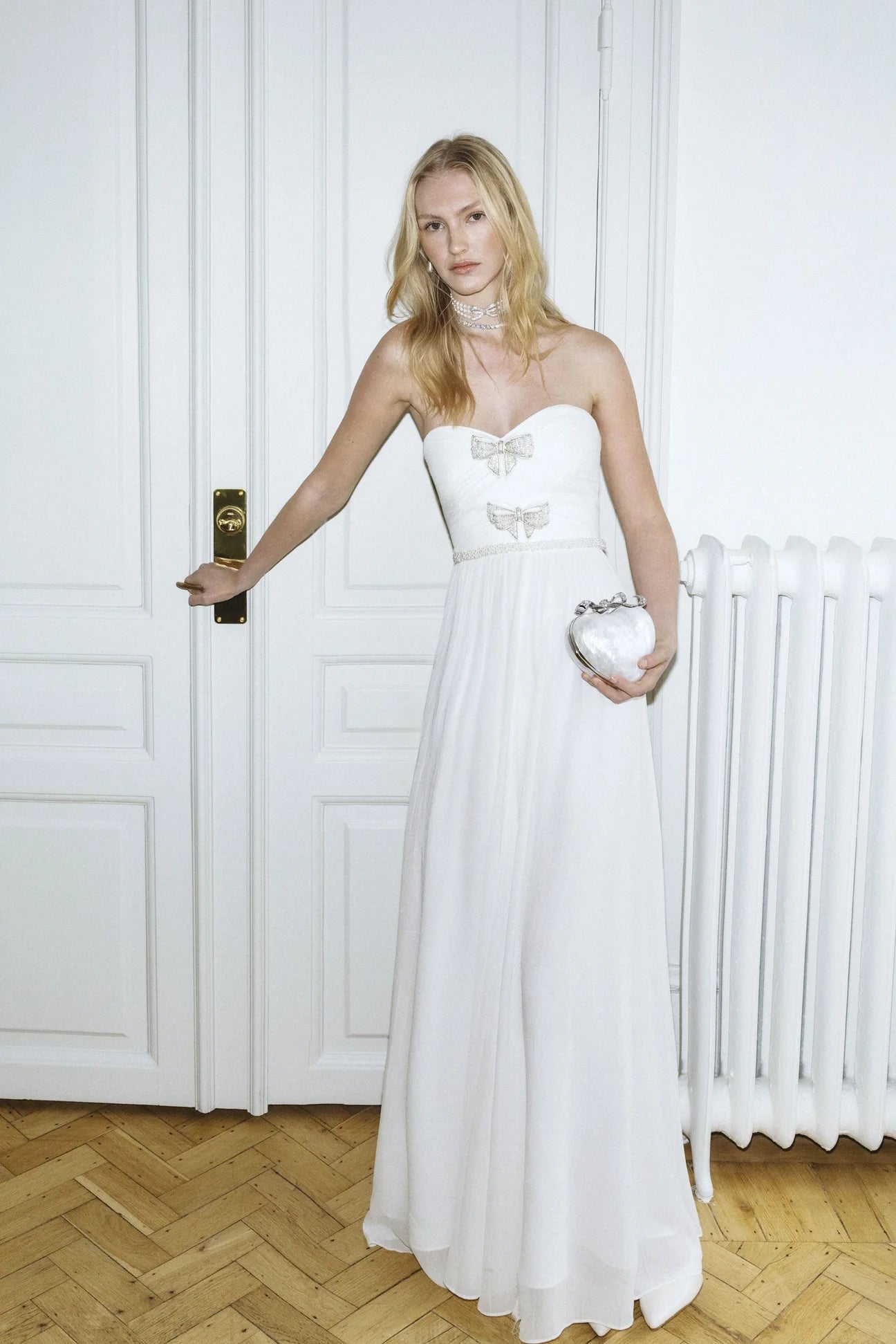 SP White Chiffon Bow Maxi Dress