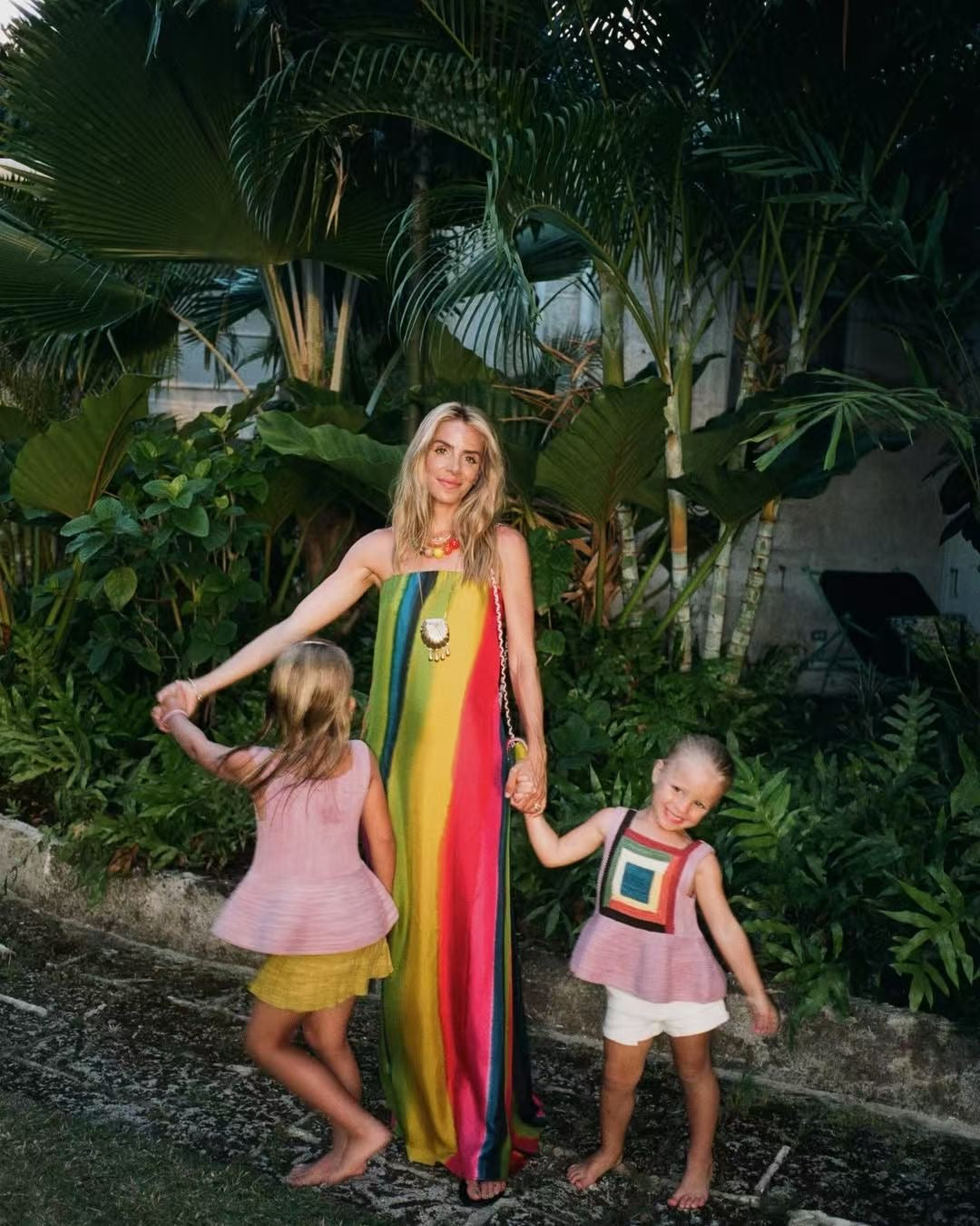 CE Aura Silk Strapless Maxi Dress in multi stripes