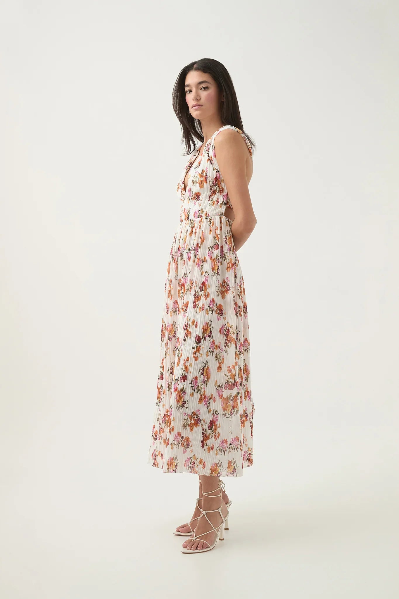 AJ Becoming Bow Back Chiffon Midi Dress