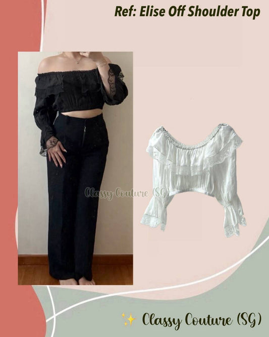 Ref Elise Off Shoulder Lace Trim Crop Top
