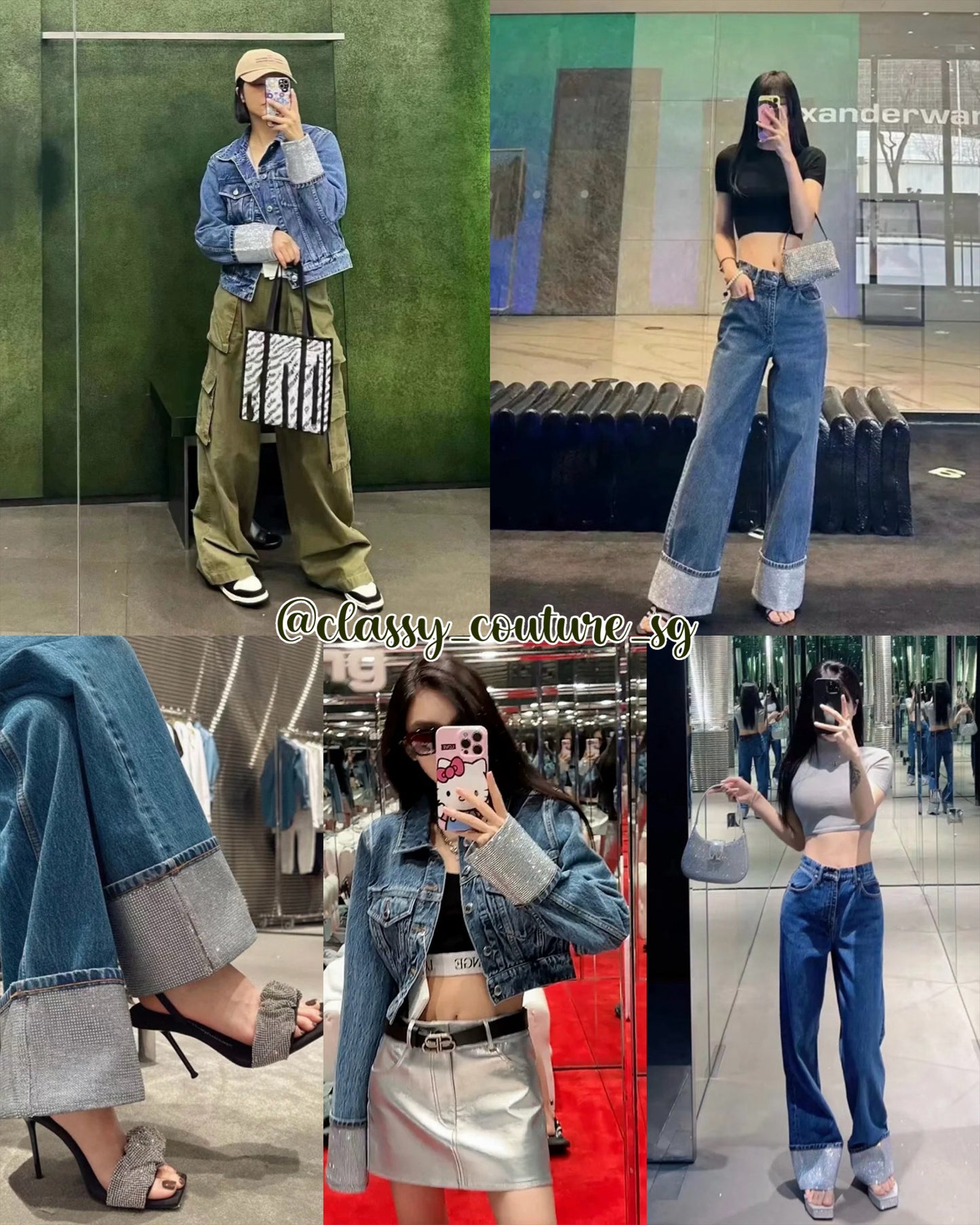 AW Crystal Embellished Denim Jacket | Pants | Set