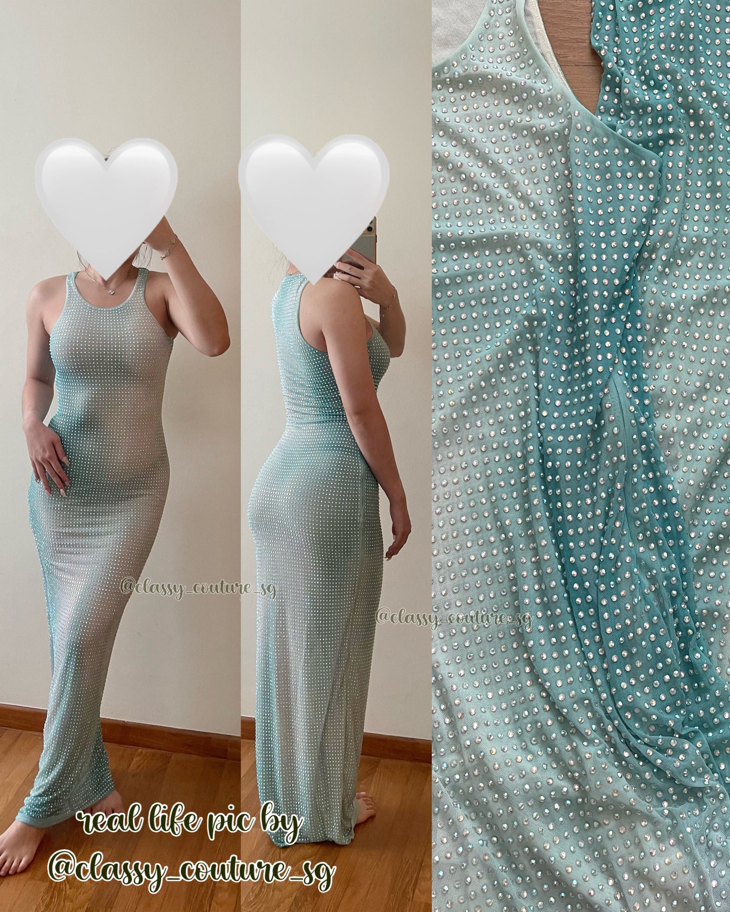 SP Green Contour Print Maxi Dress | crystal rhinestone mesh