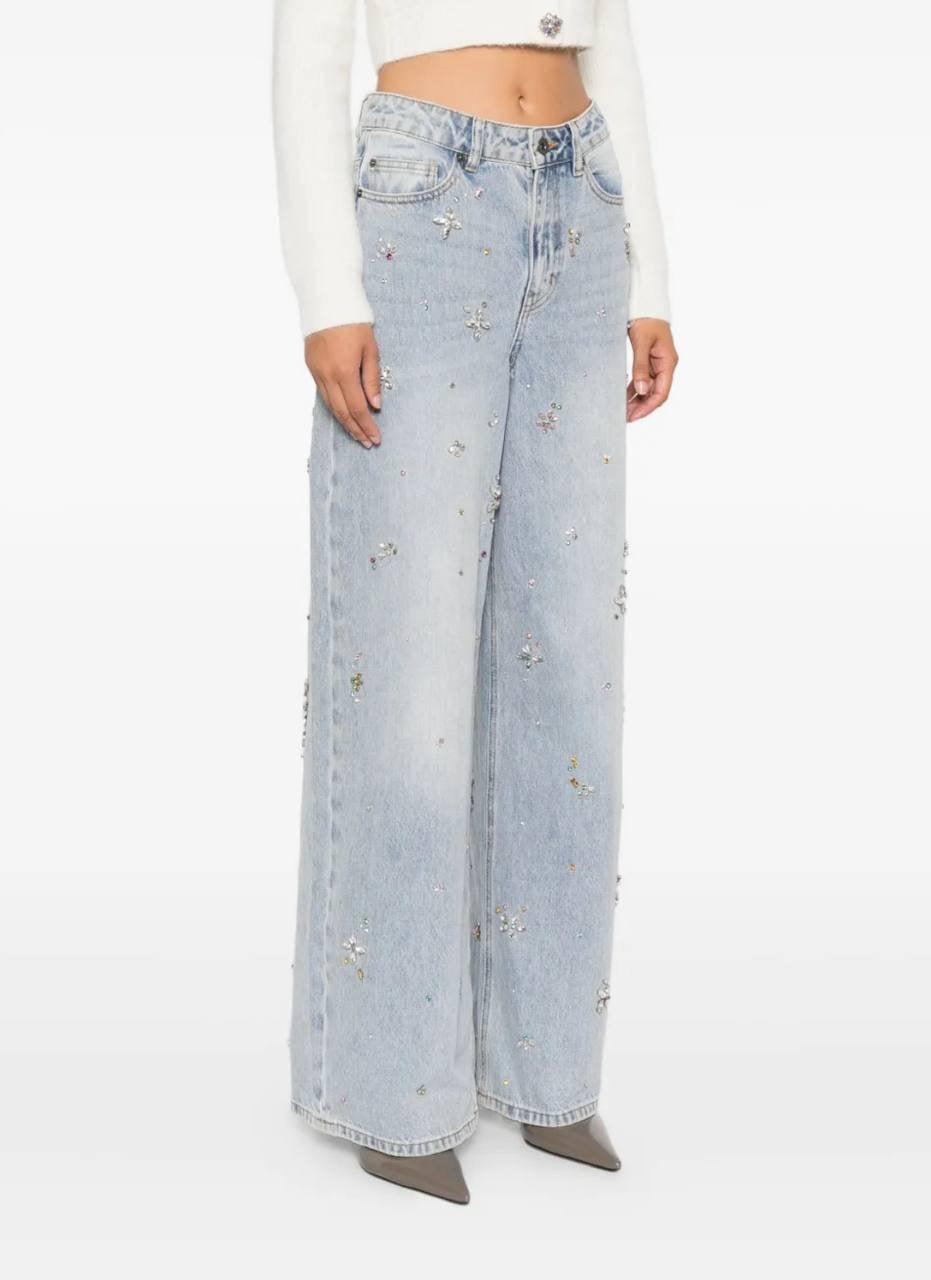 SP Embellished High Waist Jeans in Light Blue Wash
