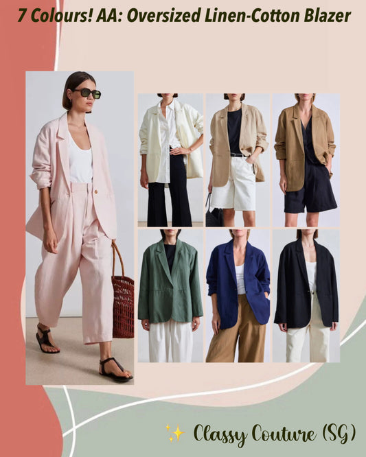 7 Colors! AA Oversized Cotton-Linen Blazer Jacket
