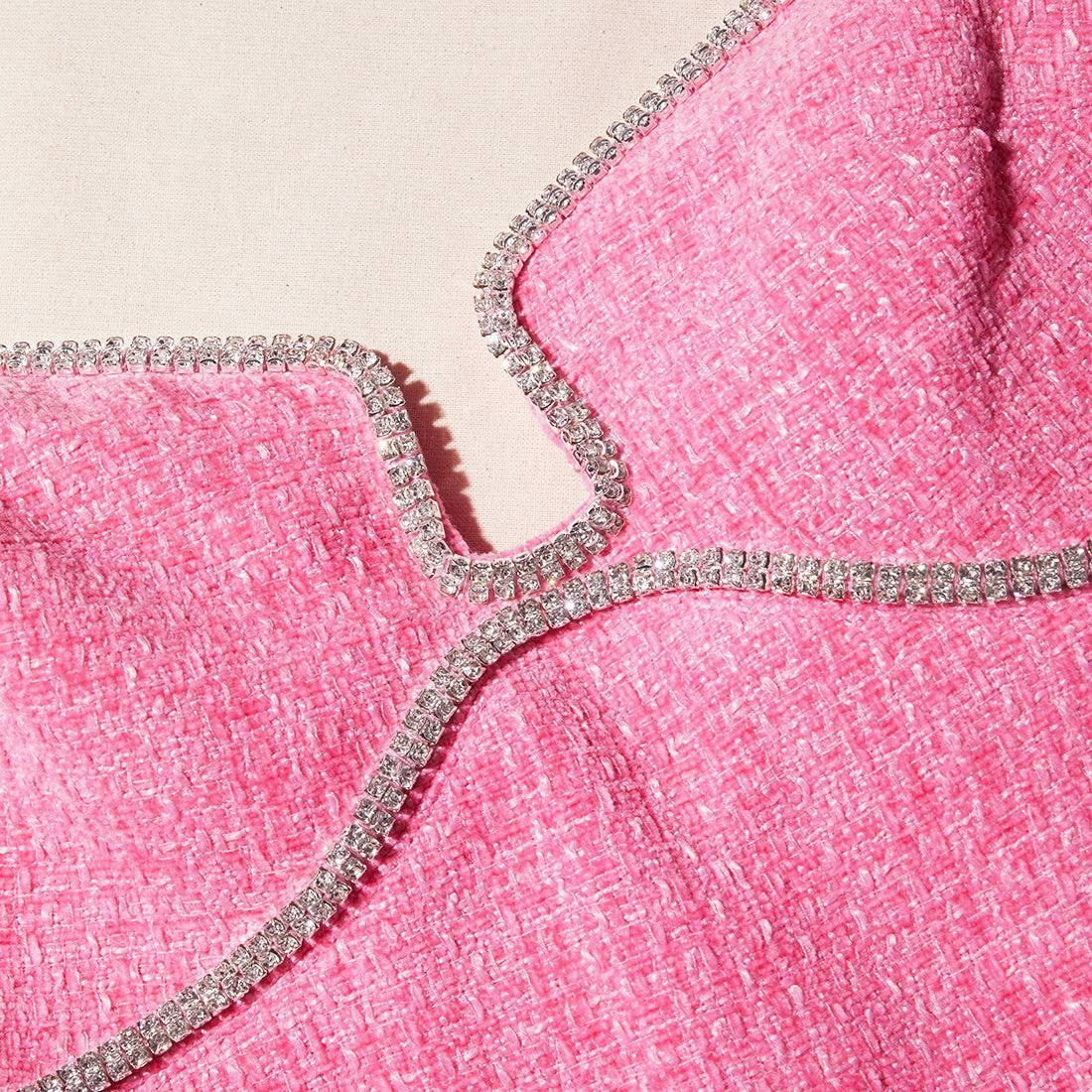 SP Pink Boucle Diamanté Mini Dress