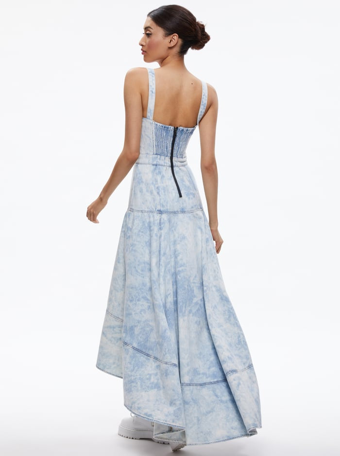 SALE! AO Donella Denim Bustier High Low Midi Maxi Dress