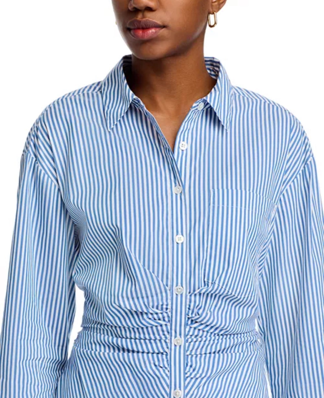 VB Bosco Ruched Cotton Blend Shirt Top