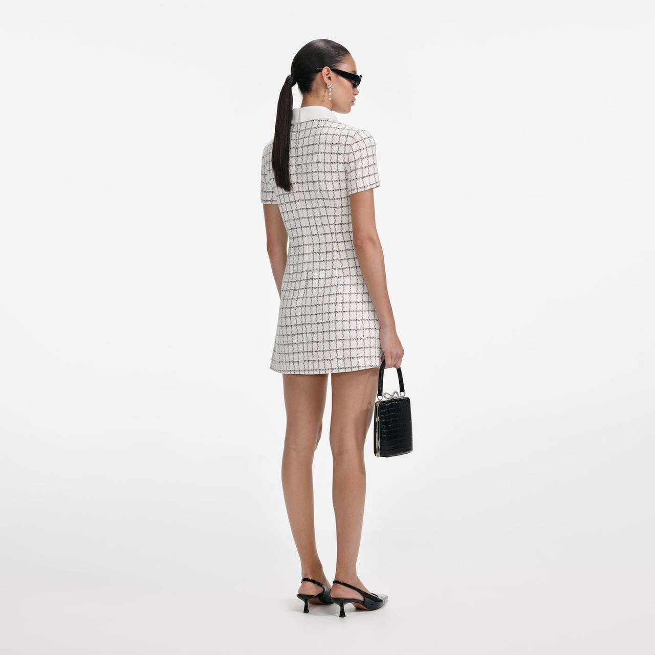 SP White Check Sequin Boucle Mini Dress
