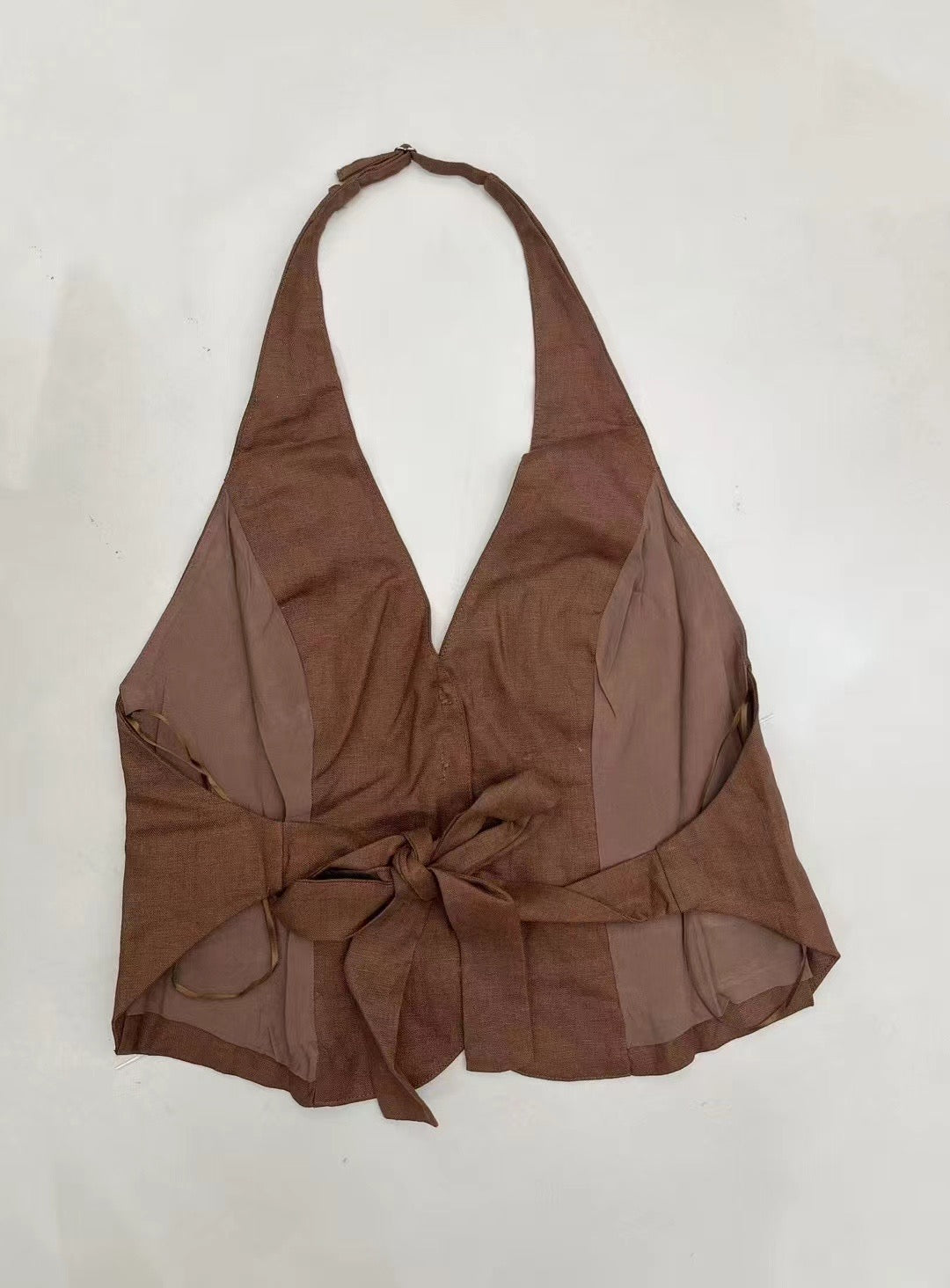Ref Aida Halter Backless Linen Vest