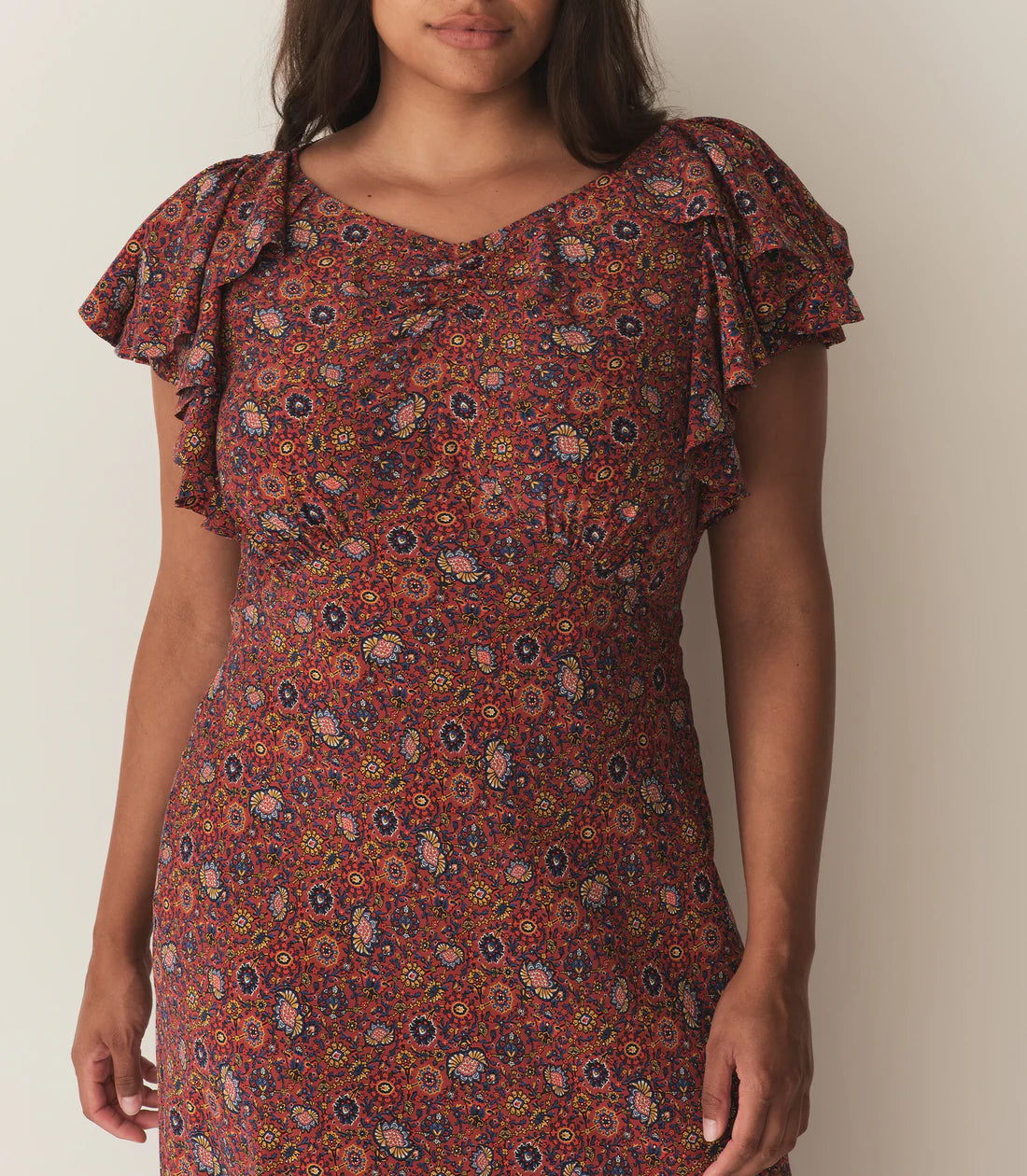 DN Beatriz Ruffled Silk Midi Dress