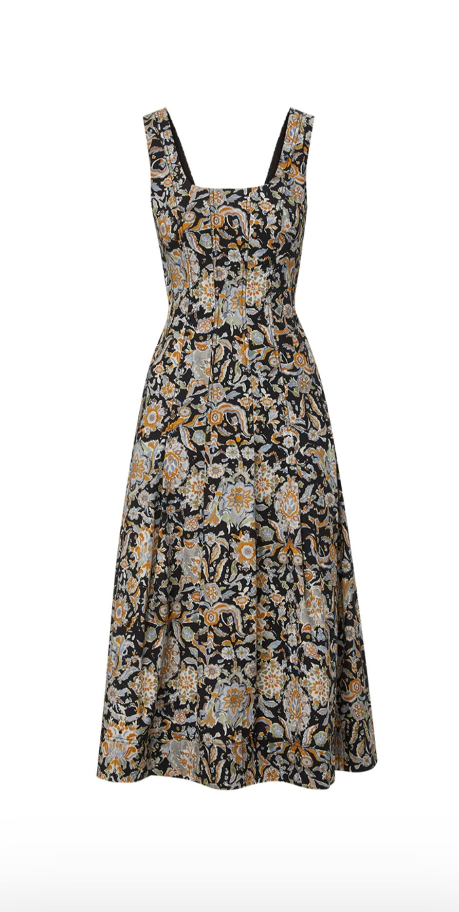 VB Jolie Paisley Midi Dress in Black Multi Stretch Cotton