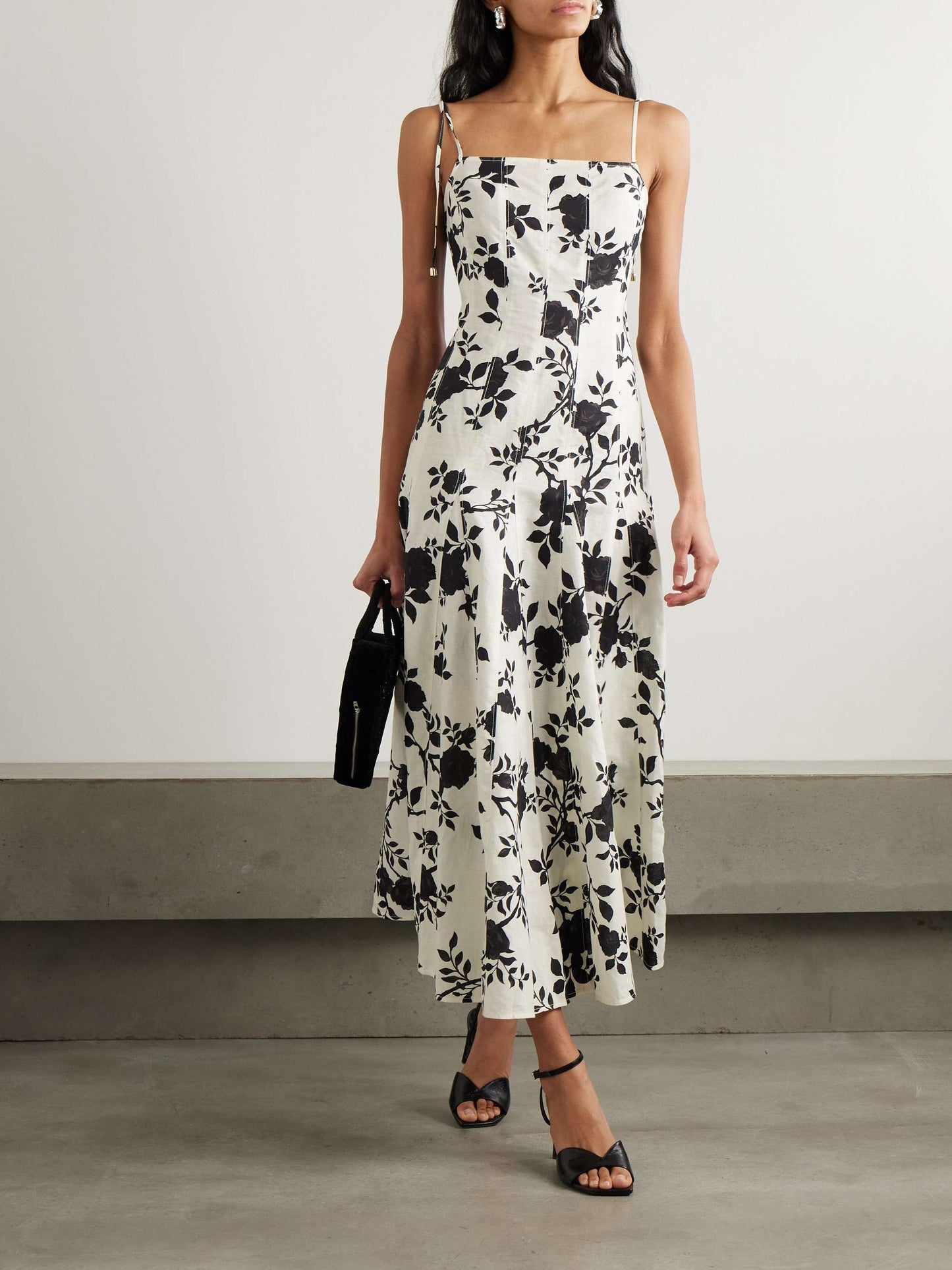 SP Floral Print Linen Mini | Midi Dress