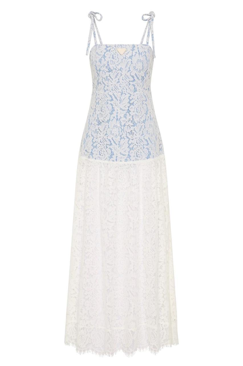 AJ Clover Panelled Maxi Dress in Whitebay Blue