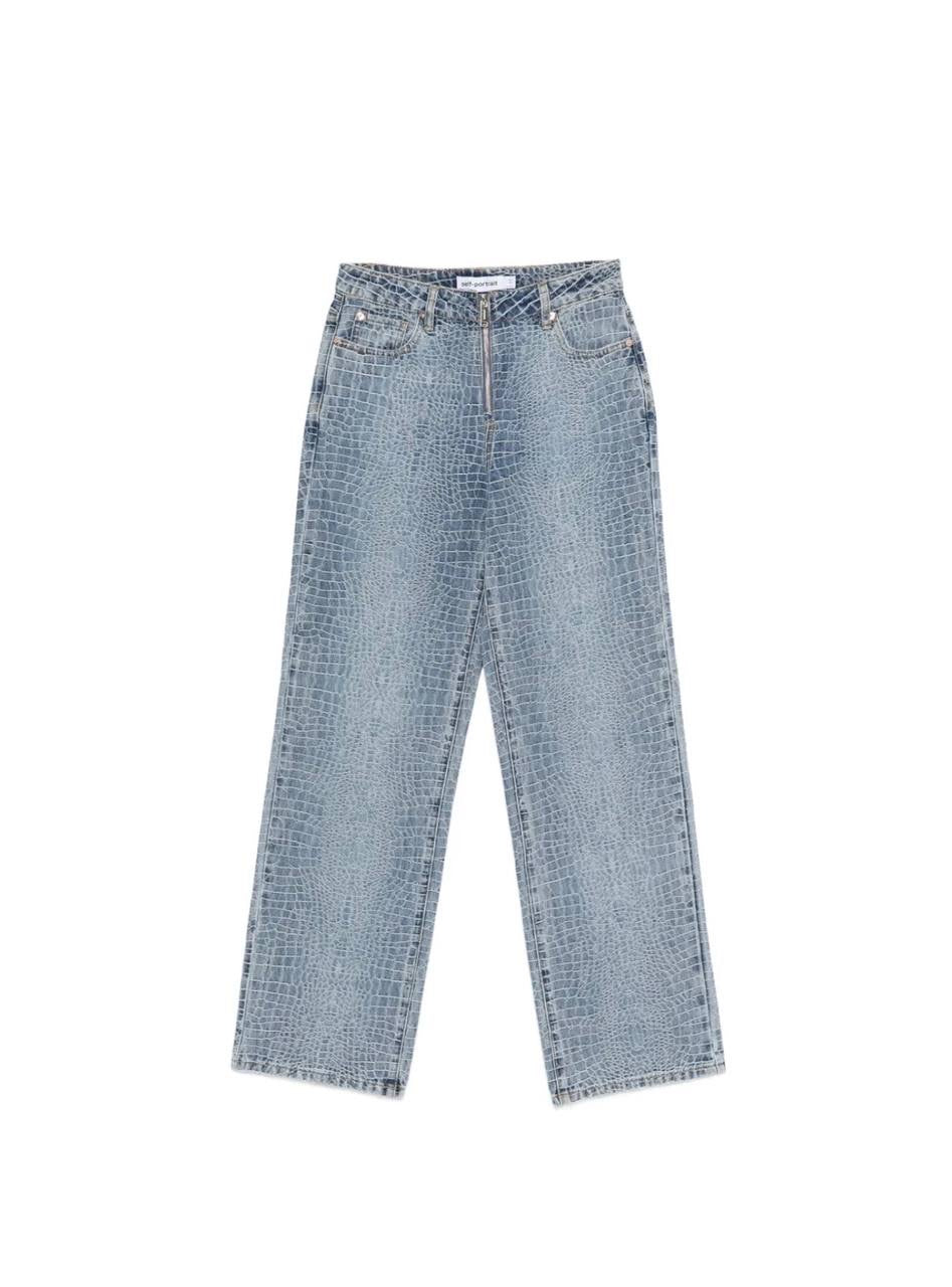 SP Croc Effect Front Zip Jeans