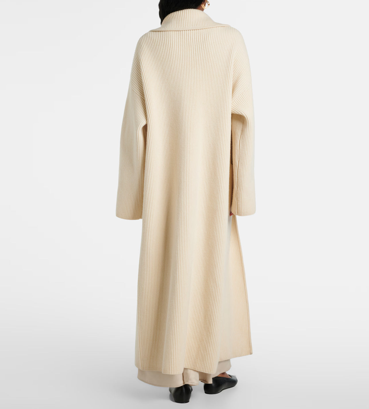 Tot Ribbed Knit Wool Blend Long Cardigan Coat