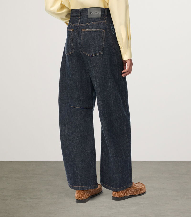 LW Anagram Barrel Denim Jeans Pants in Dark Indigo Wash