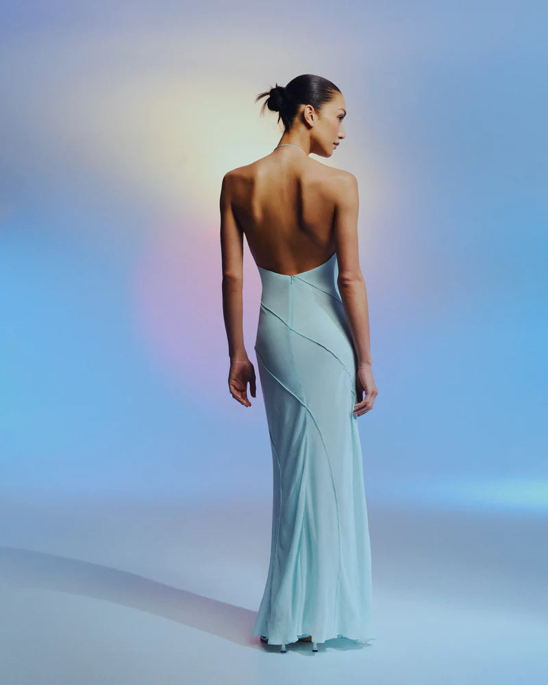 MS Luella Georgette Maxi Dress in Aqua Glass