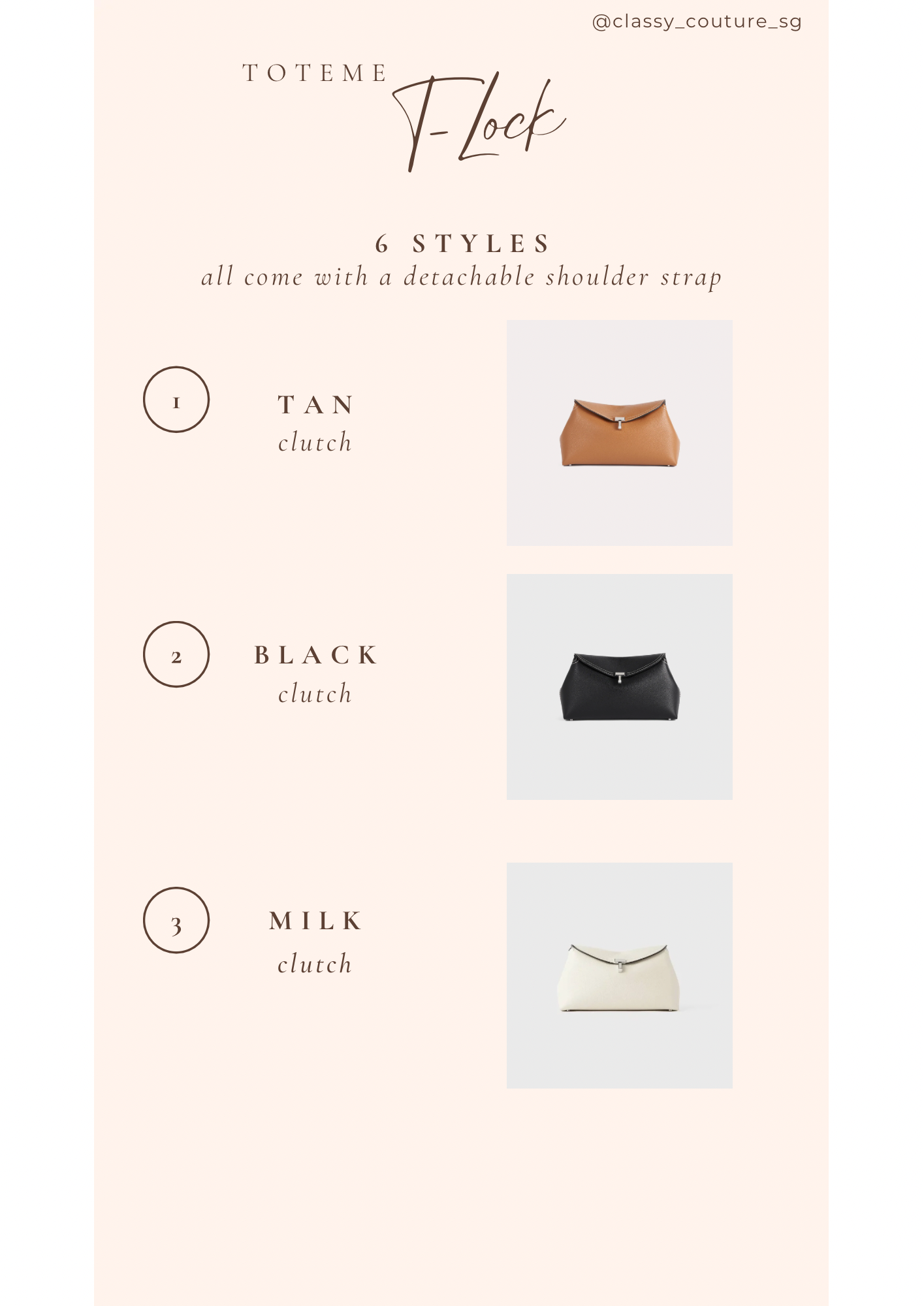 TOT T-Lock Top Handle Clutch Bag in Grained Leather