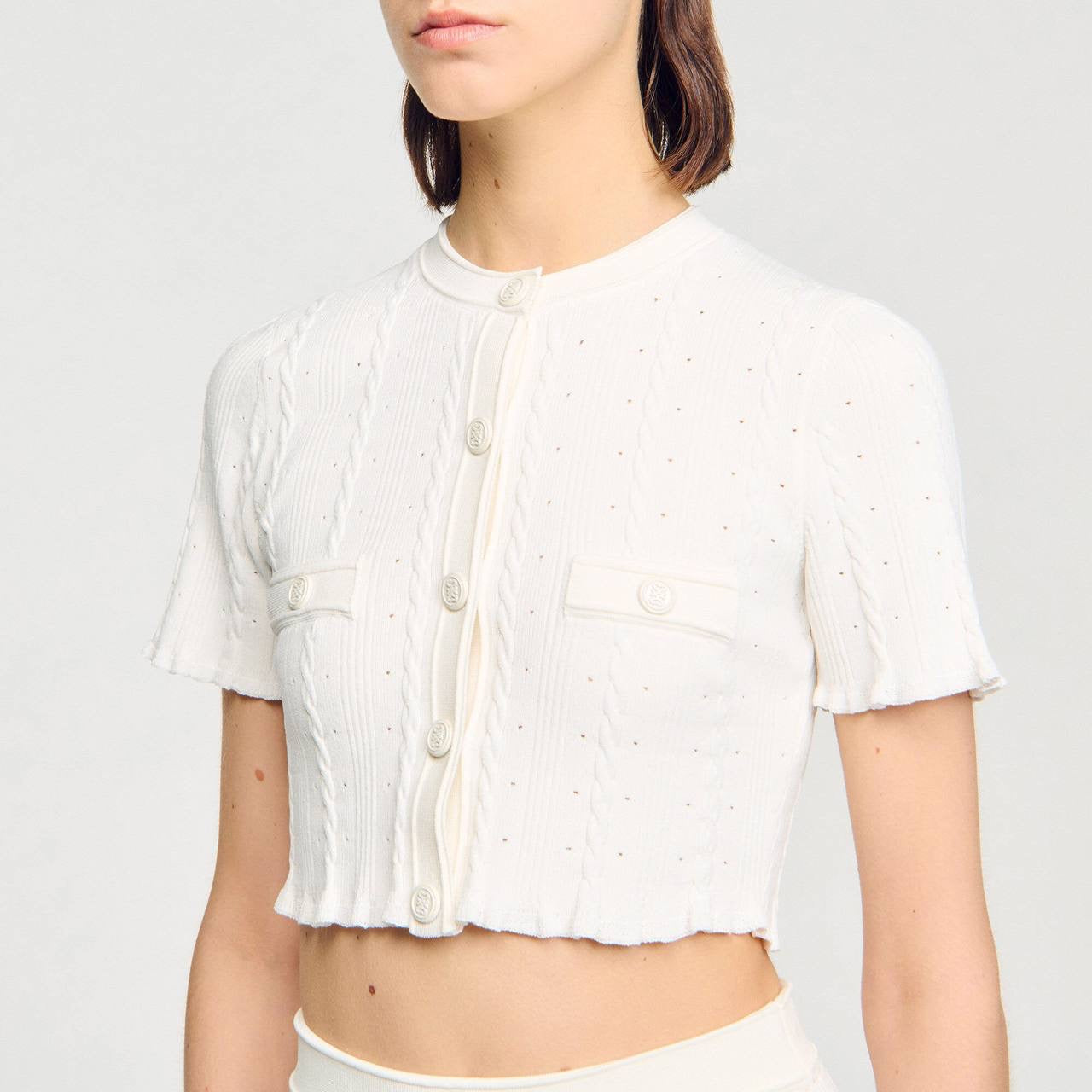 SD Nice Pointelle-Knit Cropped Cardigan Top | Venice Midi Skirt | Set