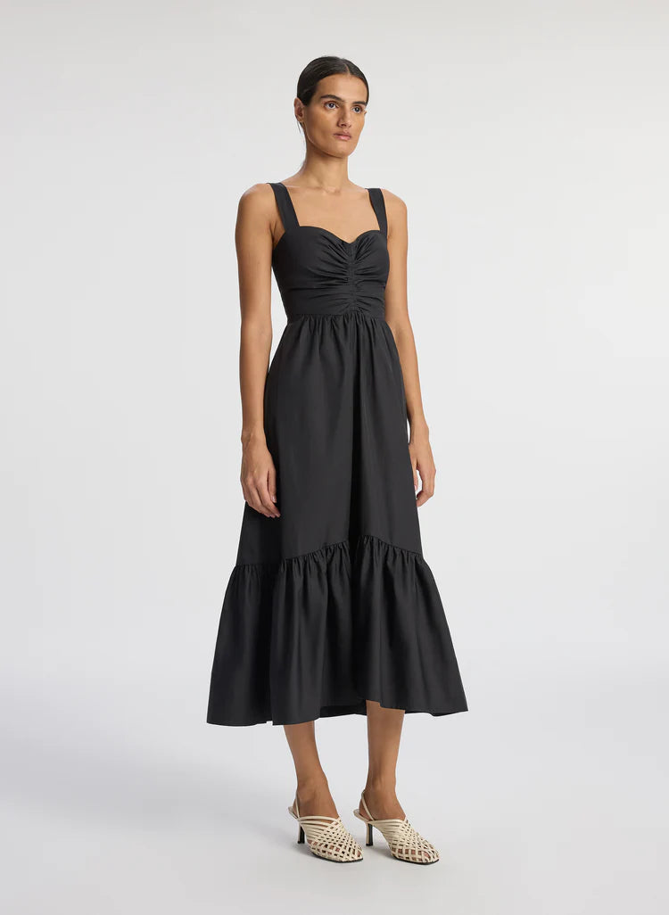 ALC Lilah II Cotton Midi Dress in Black