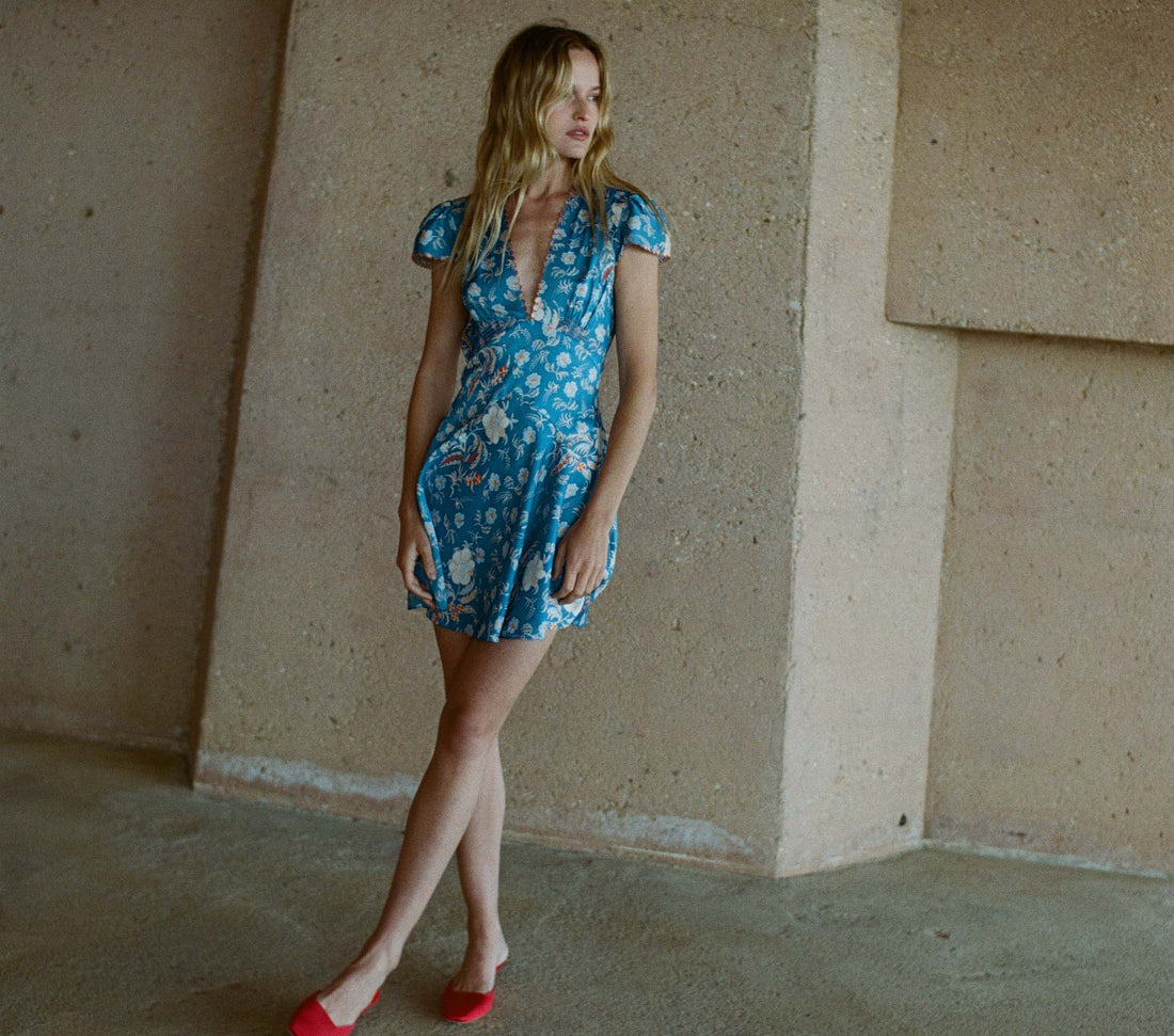 DN Dianne V Neck Silk Mini Dress