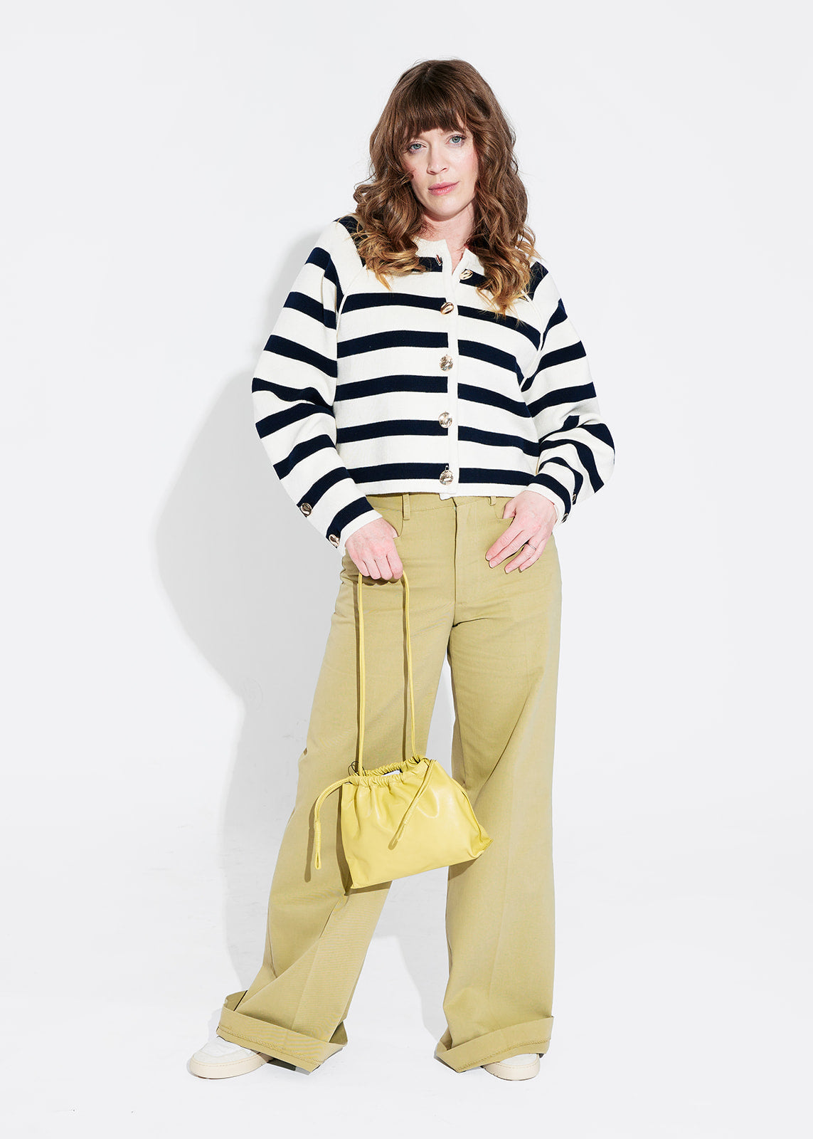 BA Massimo Striped Cardigan in Ecru/Navy