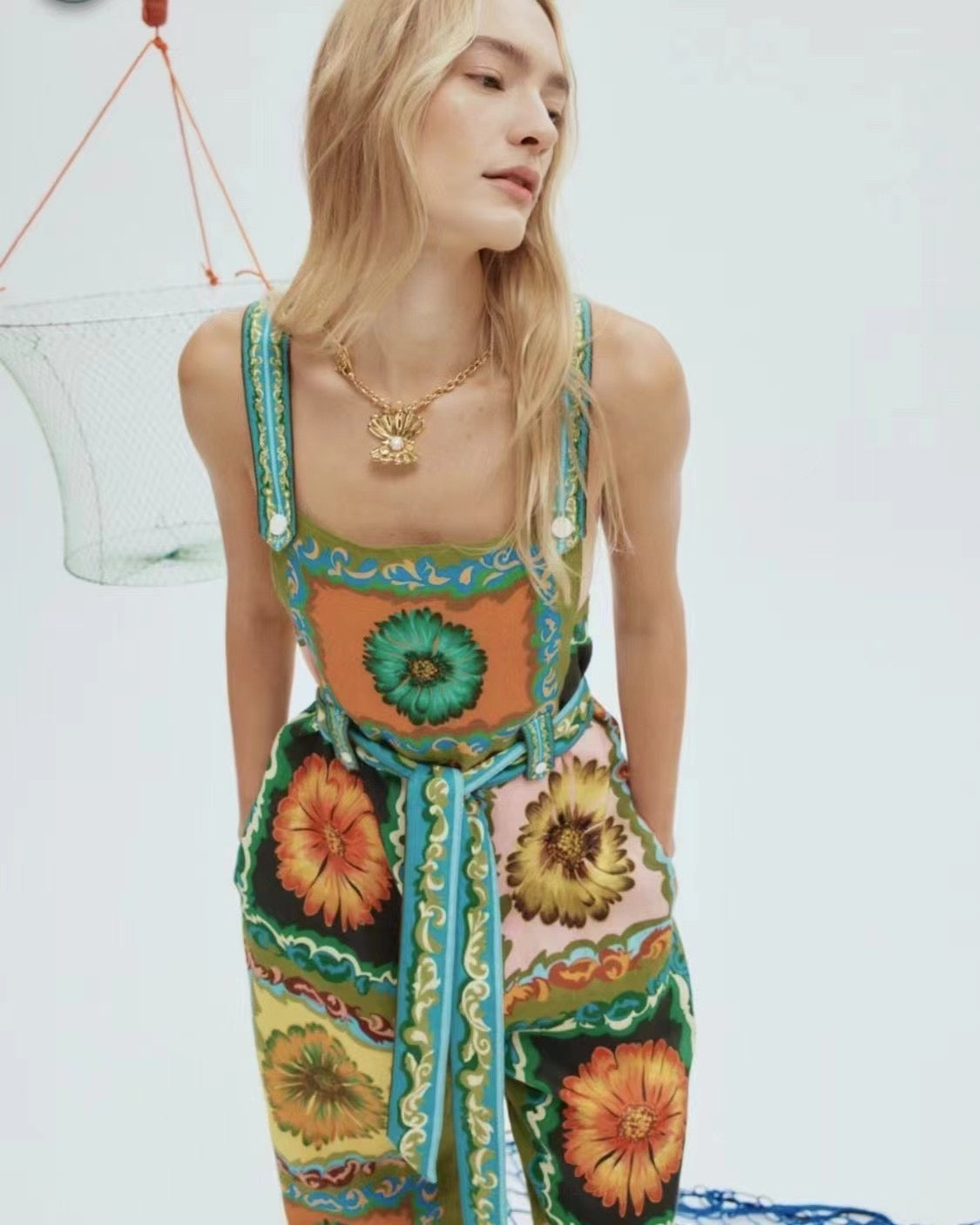 ALM Disco Daisy Linen Jumpsuit Overalls