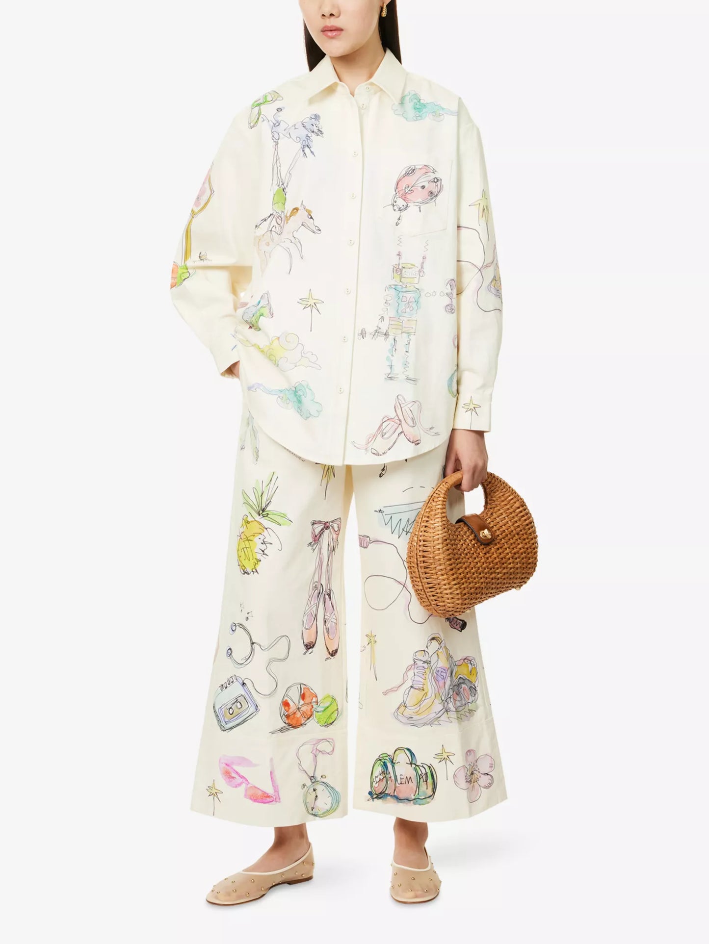 ALM Court Cotton Oversized Shirt | Wide Leg Pant | Set