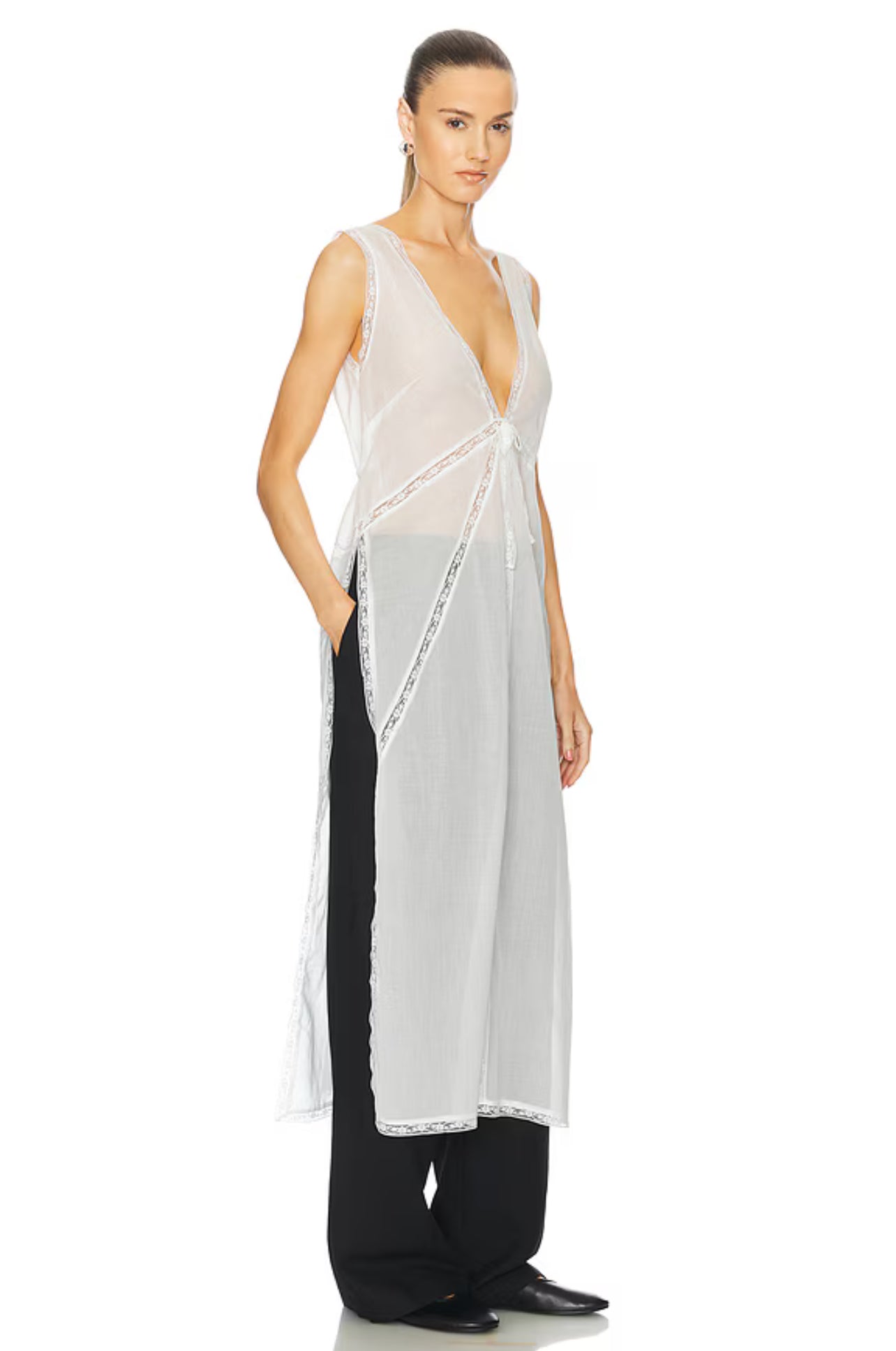 HS Voile Daylight Cotton Nightgown Shirtdress Midi Top