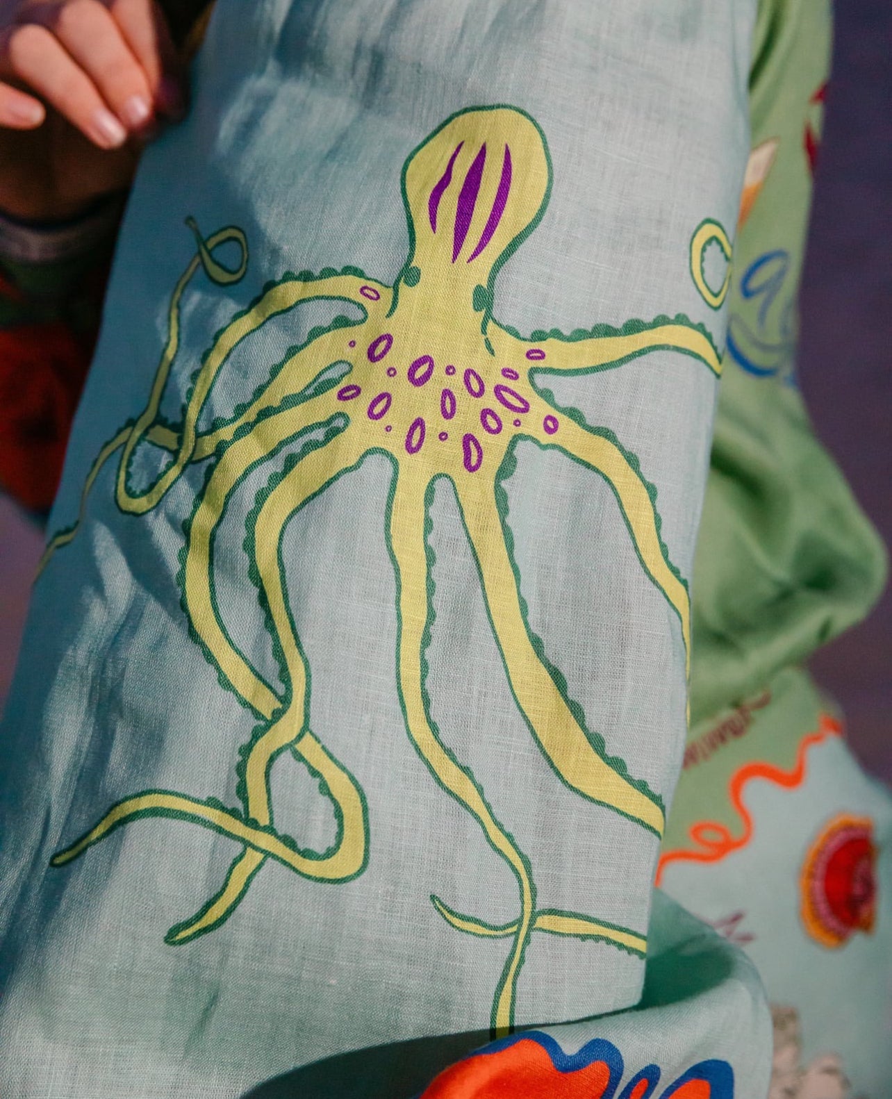 ALM Surrealist Summer Linen Shirtdress Mini Dress