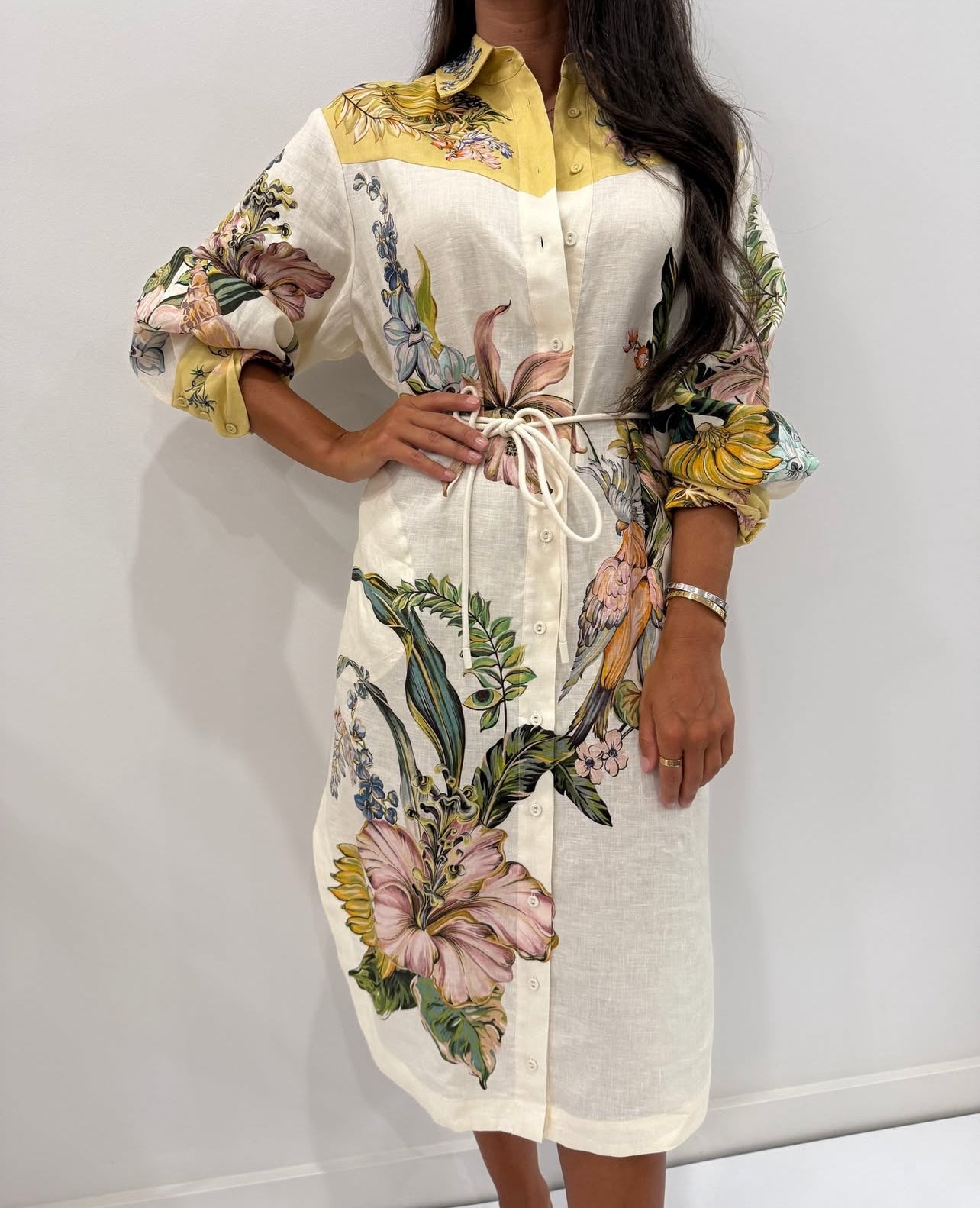 ALM Oleander Linen Midi Dress Shirtdress
