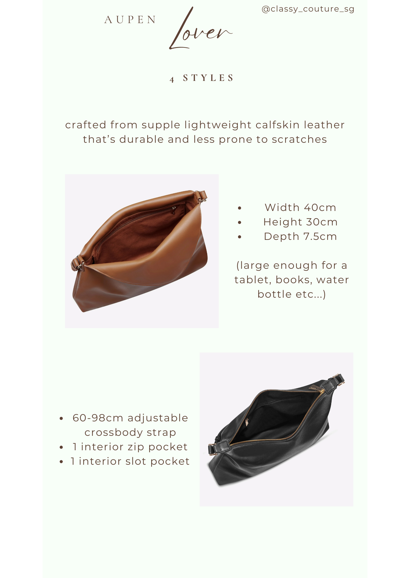 APN Lover Calfskin Leather Bag - Flap & Zip