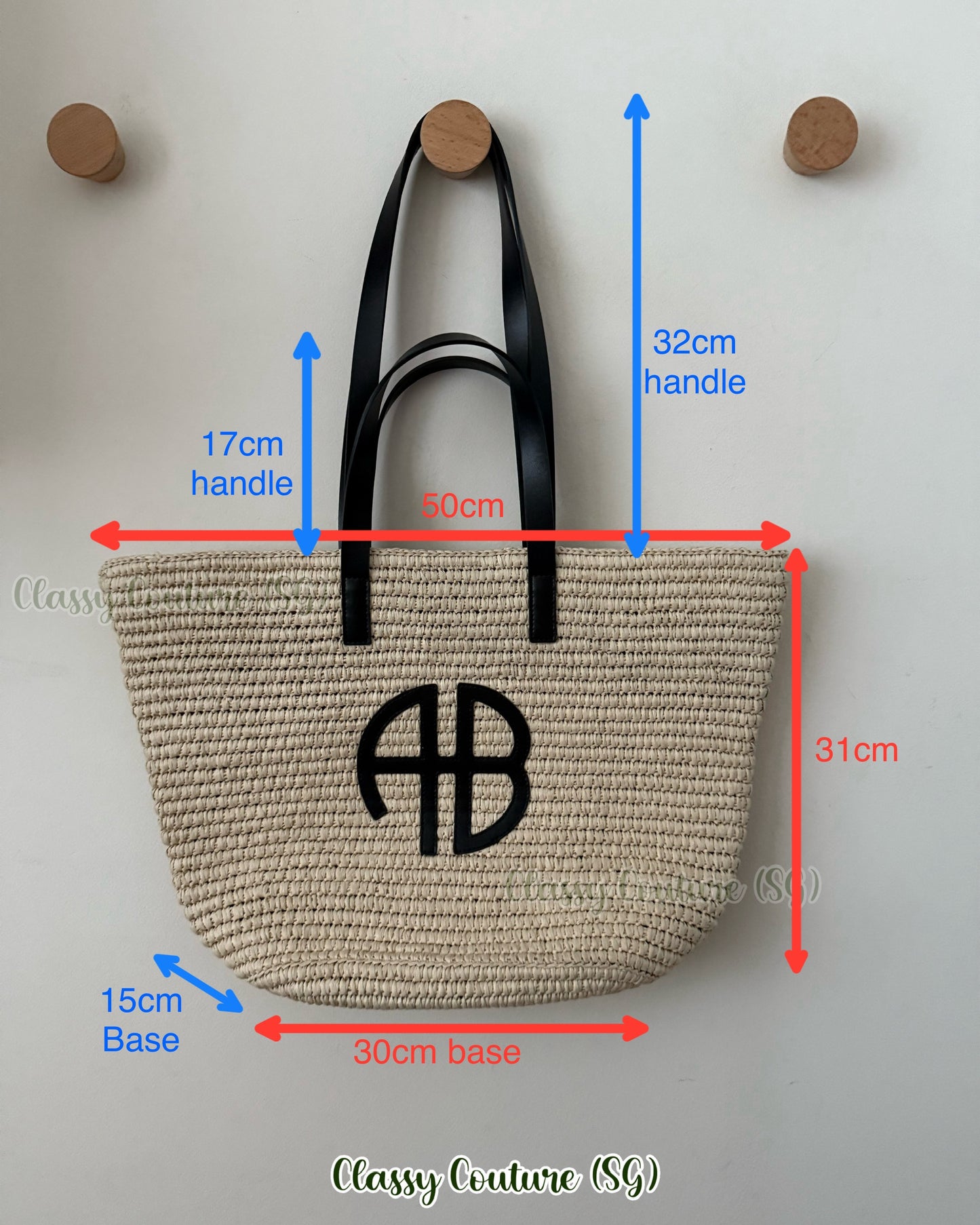AB Palermo Leather Trim Raffia Straw Large Tote Bag
