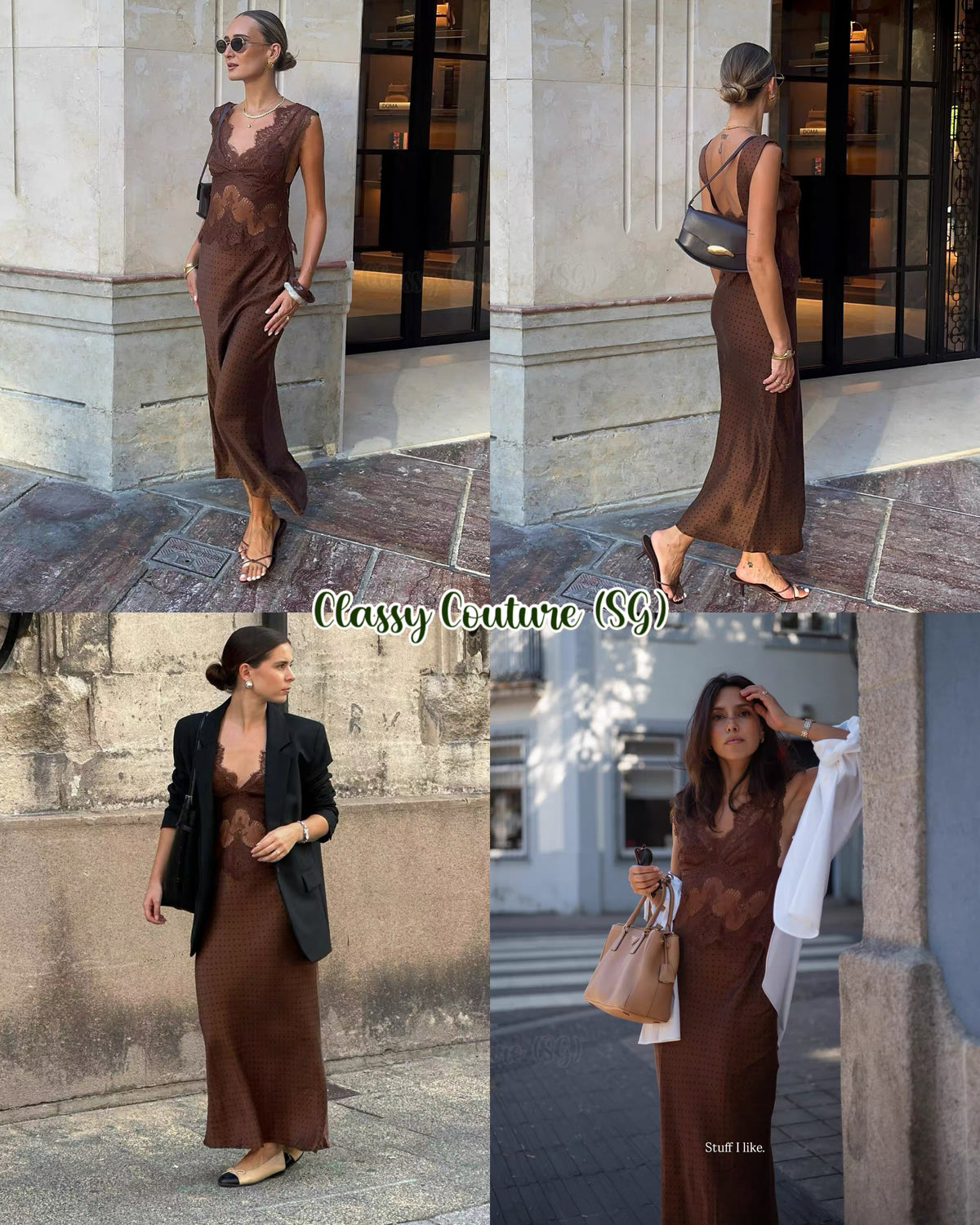 TF Visions Lace Deep V Cupro-rayon Satin Midi Maxi Dress