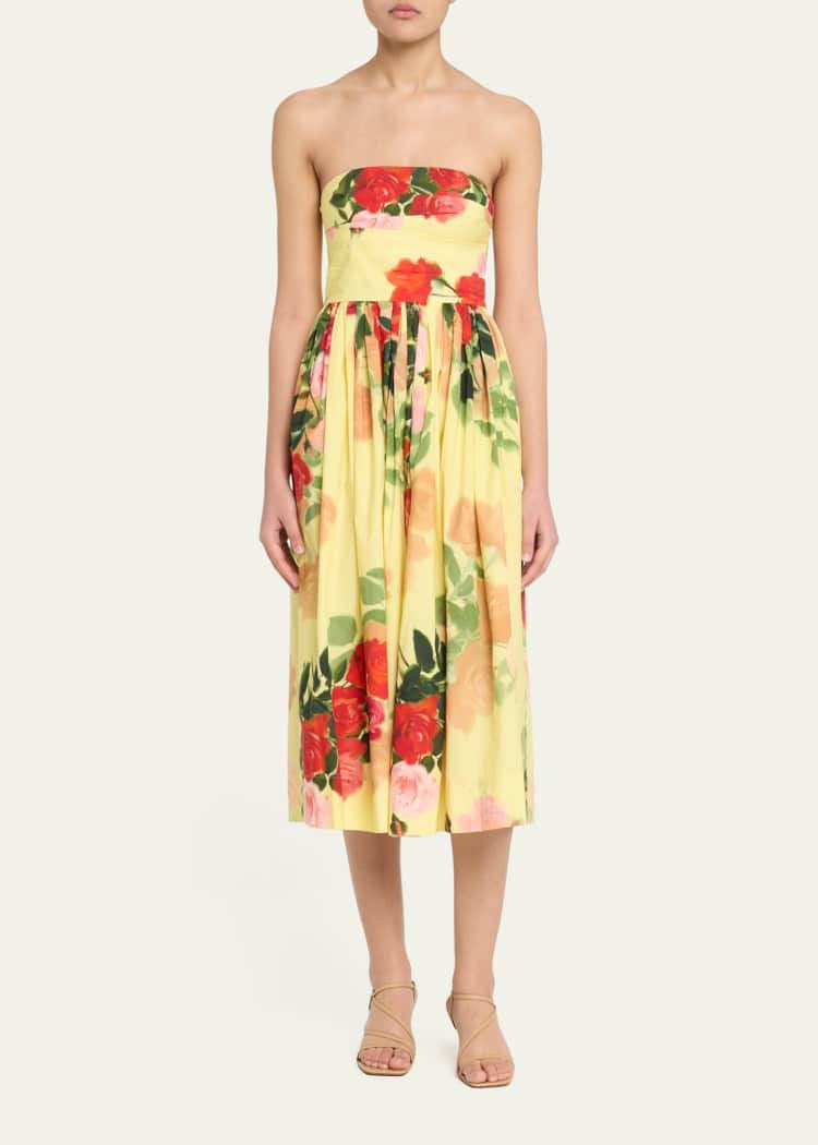 CC Daria Strapless Cotton Midi Dress