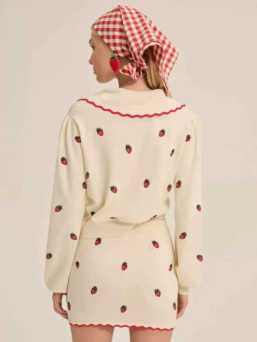 FLL Strawberry Jam Cardigan | Mini Skirt | Viscose-blend Set