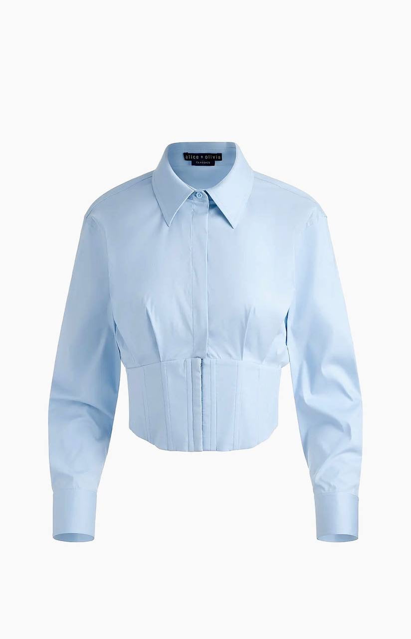 2 Colors! AO Edie Corset Cotton-Blend Shirt