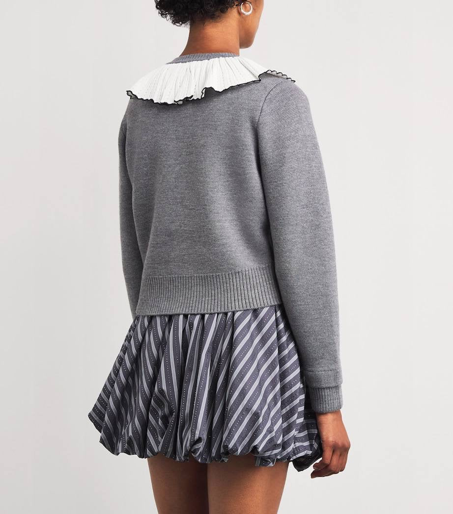 SD Roman Wool-Blend Ruffle Collar Cardigan