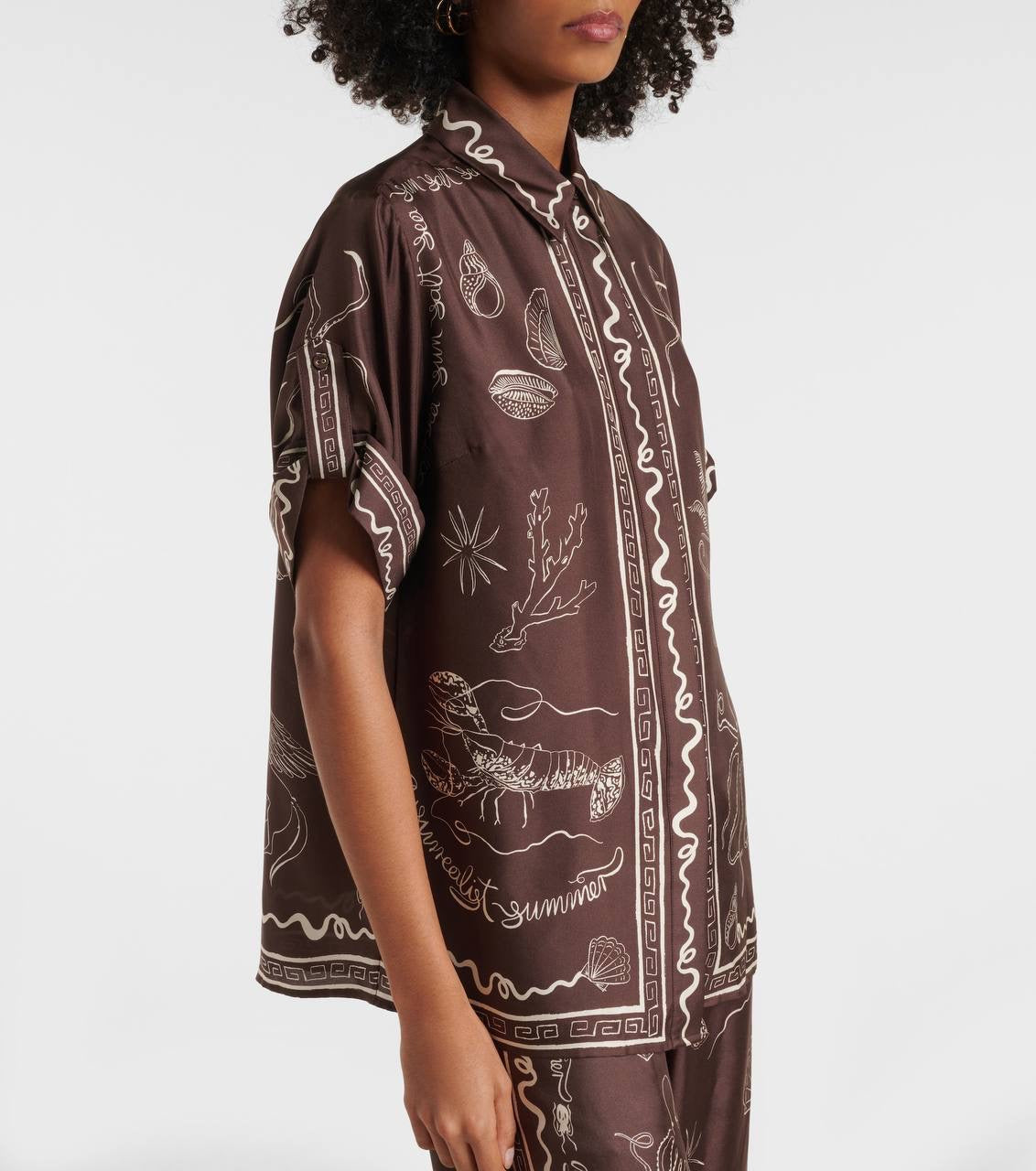 ALM Sammy Short-Sleeve Silk Satin Blouse | Pant | Set